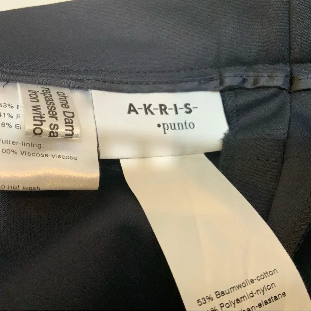 Akris Punto Mara Navy Blue  Pintuck Stretch Jersey Pants size 2
